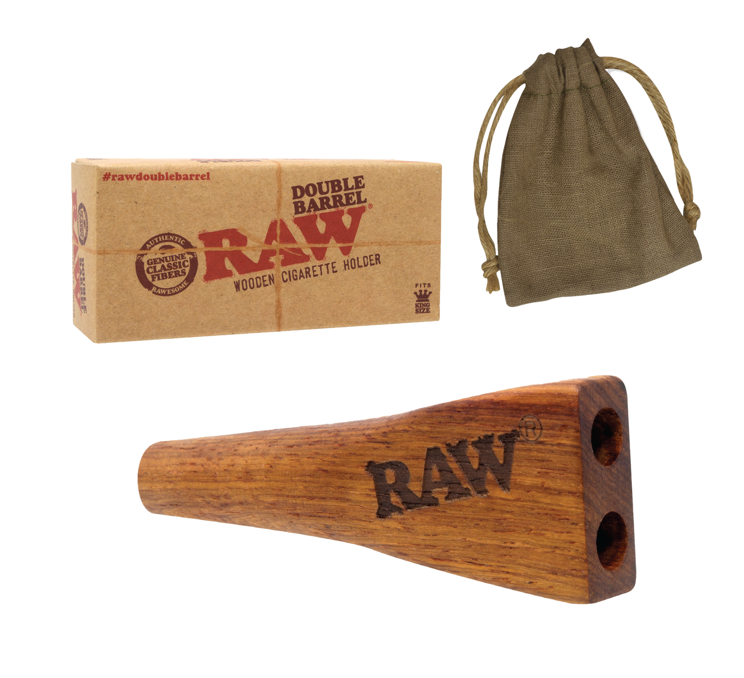 Double Barrel Wooden Cigarette Holder